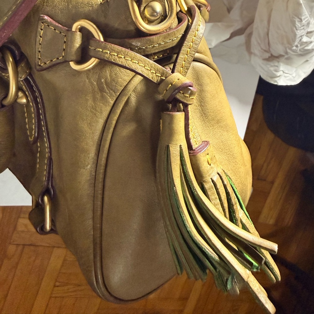 Dooney & Bourke Florentine Leather Tassel Shoulder Bag - Moss - Picture 8 of 12